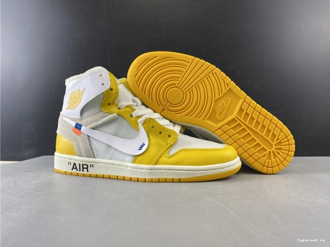 NRG Air Dark Yellow-Cone 1 Off-White AQ0818-149 Powder Jordan White x 1019